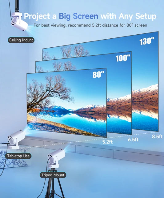 HomeVision PRO™ – Smart 100" Android Projector for Home Cinema